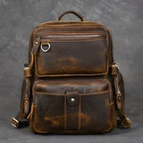 Men's Genuine Leather Backpack, Large Capacity, for School, Travel and Daily Use