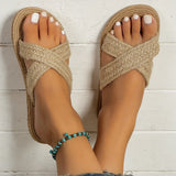Women’s Fashion Linen Belt Sandals – Anti-Slip, Wear-Resistant Soft Flat Sole