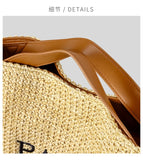 Women’s Fashion Letter Straw Handbag – Large Summer Beach Tote & Casual Crossbody Bag.