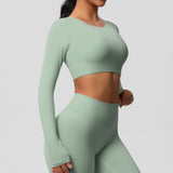 Women's Long Sleeve Workout Top – Padded, Breathable & Dry-Fit