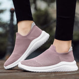 Women's Casual Slip-On Sneakers - Lightweight Flat Walking Shoes