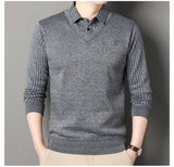Men's Slim Fit Polo Neck Pullover Sweater, Thick Winter Sweater, Elegant Business Casual Wear