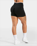 Women’s Seamless High-Waist Sports Shorts – Solid Color, Hip-Lifting Yoga & Running Shorts