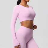 Women's Long Sleeve Workout Top – Padded, Breathable & Dry-Fit