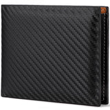 Men's Short Carbon Fiber Wallet - Slim Zipper Card and Coin Holder