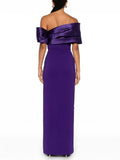 Eshin Slash-Neck High-Waist Split Dress – Timeless Autumn Elegance
