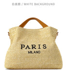 Women’s Fashion Letter Straw Handbag – Large Summer Beach Tote & Casual Crossbody Bag.