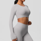 Women's Long Sleeve Workout Top – Padded, Breathable & Dry-Fit