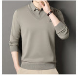 Men's Slim Fit Polo Neck Pullover Sweater, Thick Winter Sweater, Elegant Business Casual Wear