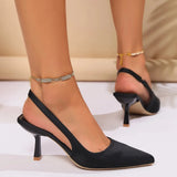 Women’s Summer High Heel Closed-Toe Sandals – 2024 Fashion Hollow Pointed Toe Mid-Heel Design