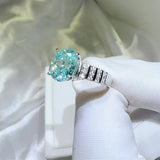Serenity 2ct Oval cut Moissanite Rings for Women Men S925 Sterling Silver Paraiba Mint Green Rings Plated 18K Anniversary Gift