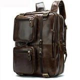 Men's Genuine Leather Backpack, Large Capacity, for School, Travel and Daily Use
