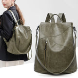 SYZM Women's Genuine Leather Backpack – Anti-theft, Waterproof and Multifunctional