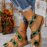 Yellow Embroidered Faux Flower Sandals – Flat Plus Size 43 Summer Beach & Travel Shoes for Women