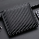 Men's Short Carbon Fiber Wallet - Slim Zipper Card and Coin Holder