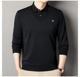 Men's Slim Fit Polo Neck Pullover Sweater, Thick Winter Sweater, Elegant Business Casual Wear