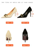 BIGTREE Women’s Nude Pumps – Fashion Metal Buckle High Heel Stilettos for Party & Office (Sizes 42–43)