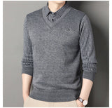 Men's Slim Fit Polo Neck Pullover Sweater, Thick Winter Sweater, Elegant Business Casual Wear