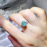 Serenity 2ct Oval cut Moissanite Rings for Women Men S925 Sterling Silver Paraiba Mint Green Rings Plated 18K Anniversary Gift
