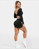 Women’s Seamless High-Waist Sports Shorts – Solid Color, Hip-Lifting Yoga & Running Shorts
