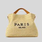 Women’s Fashion Letter Straw Handbag – Large Summer Beach Tote & Casual Crossbody Bag.