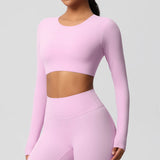 Women's Long Sleeve Workout Top – Padded, Breathable & Dry-Fit