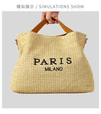 Women’s Fashion Letter Straw Handbag – Large Summer Beach Tote & Casual Crossbody Bag.