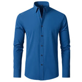 Men’s Pure White Slim Fit Shirt – Lightweight Long Sleeve Dress Shirt | Spring/Autumn Business Casual (Up to 6XL)