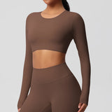 Women's Long Sleeve Workout Top – Padded, Breathable & Dry-Fit
