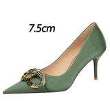 BIGTREE Women’s Nude Pumps – Fashion Metal Buckle High Heel Stilettos for Party & Office (Sizes 42–43)
