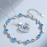 💙 Vintage Sparkling Crystal Heart Shaped Pendant Set