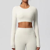 Women's Long Sleeve Workout Top – Padded, Breathable & Dry-Fit