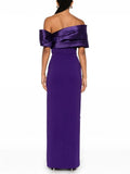 Eshin Slash-Neck High-Waist Split Dress – Timeless Autumn Elegance