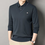 Men's Slim Fit Polo Neck Pullover Sweater, Thick Winter Sweater, Elegant Business Casual Wear