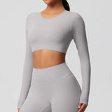 Women's Long Sleeve Workout Top – Padded, Breathable & Dry-Fit
