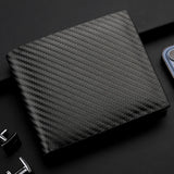 Men's Short Carbon Fiber Wallet - Slim Zipper Card and Coin Holder