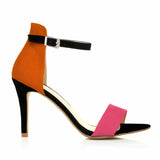 Women’s Mixed-Color Stiletto Sandals – 9cm Thin Heel, Open Toe, Ankle Strap High Heels for Summer Parties & Weddings