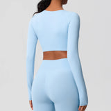 Women's Long Sleeve Workout Top – Padded, Breathable & Dry-Fit