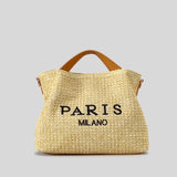 Women’s Fashion Letter Straw Handbag – Large Summer Beach Tote & Casual Crossbody Bag.
