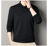 Men's Slim Fit Polo Neck Pullover Sweater, Thick Winter Sweater, Elegant Business Casual Wear