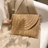 Handmade Straw Crossbody Bag – Summer Woven Shoulder Bag with Pompom