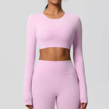 Women's Long Sleeve Workout Top – Padded, Breathable & Dry-Fit