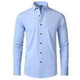Men’s Pure White Slim Fit Shirt – Lightweight Long Sleeve Dress Shirt | Spring/Autumn Business Casual (Up to 6XL)