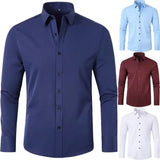 Men’s Pure White Slim Fit Shirt – Lightweight Long Sleeve Dress Shirt | Spring/Autumn Business Casual (Up to 6XL)