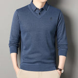 Men's Slim Fit Polo Neck Pullover Sweater, Thick Winter Sweater, Elegant Business Casual Wear