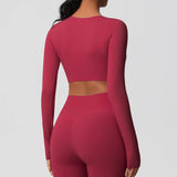 Women's Long Sleeve Workout Top – Padded, Breathable & Dry-Fit