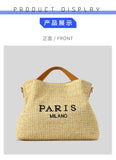 Women’s Fashion Letter Straw Handbag – Large Summer Beach Tote & Casual Crossbody Bag.