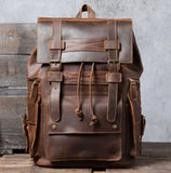 Men's Genuine Leather Backpack, Large Capacity, for School, Travel and Daily Use