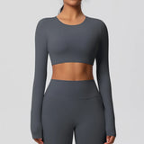 Women's Long Sleeve Workout Top – Padded, Breathable & Dry-Fit