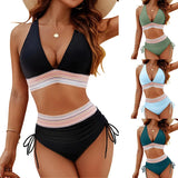 Women's Sexy High-Waist Bikini – Adjustable with Side Drawstring & Belt